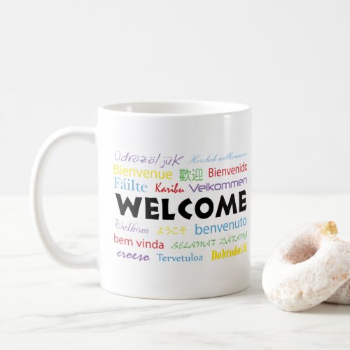 Welcome Many Languages White Colorful Coffee Mug