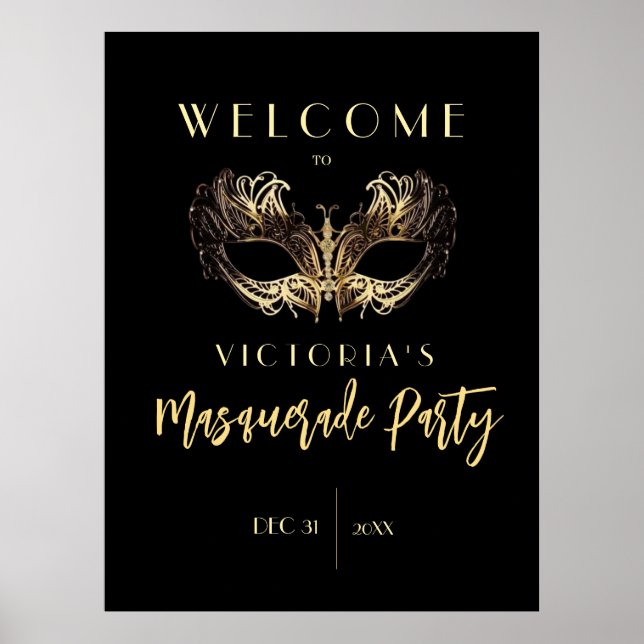 Welcome Masquerade Birthday Party Foam Boards Poster (Front)