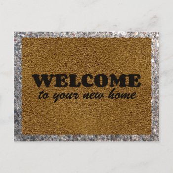 Welcome Mat Announcement Postcard by rdwnggrl at Zazzle