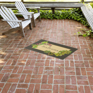 Welcome Mat Fabric Font Acorns Leaves Rug