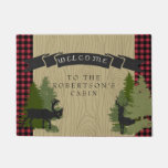 Welcome Mat Personalized Name Mountain Cabin Deer at Zazzle