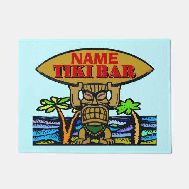 Welcome Mat, Tiki Bar, Add Name Doormat (Front)