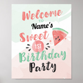 Welcome Melon Sweet Poster Watermelon Birthday