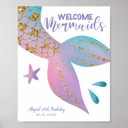 Welcome Mermaids Magical Birthday Party Sign