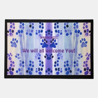 Welcome!Messy Paw Print Doormat