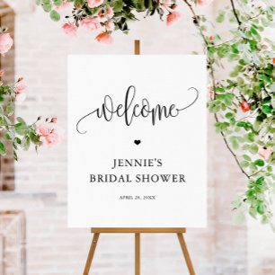 Welcome Minimalist Calligraphy + Heart, Editable Foam Board