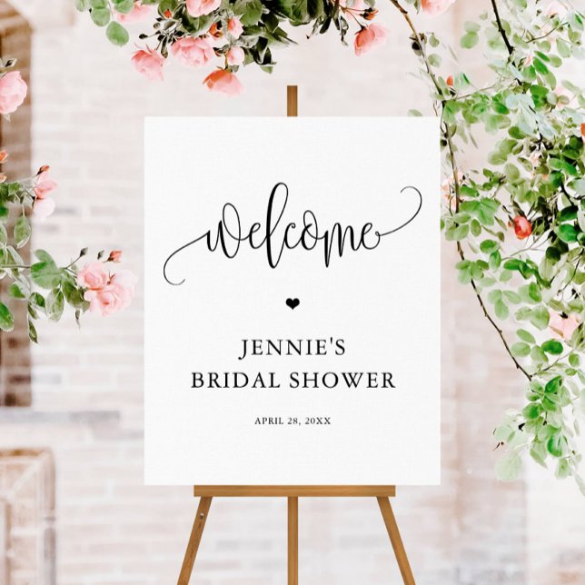 Welcome Minimalist Calligraphy + Heart, Editable Foam Board (Creator Uploaded)