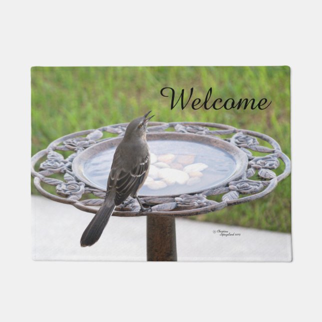 Welcome Mockingbird Spiegeland Birdbath Doormat (Front)