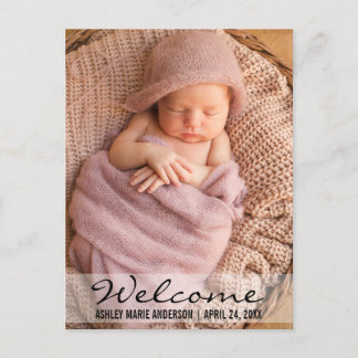 Welcome Modern Baby Birth Announcement Postcard