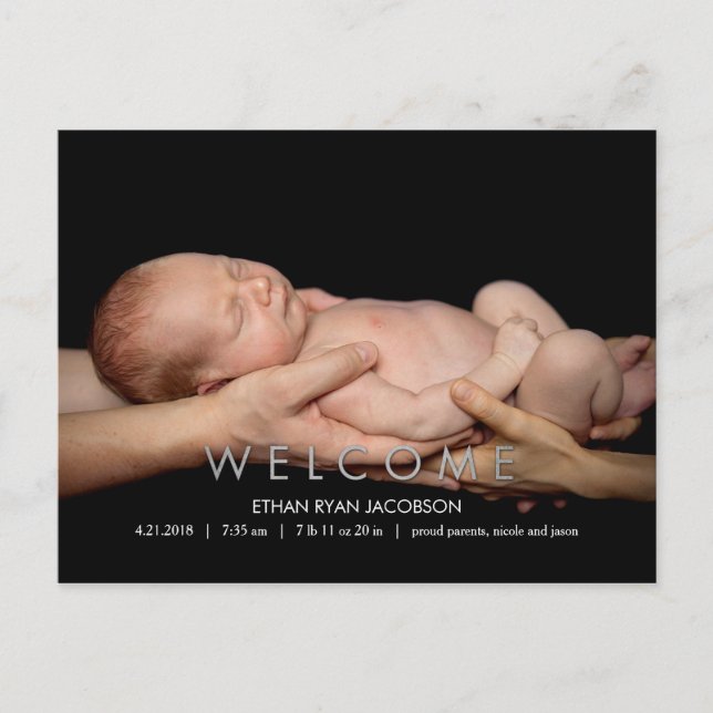 WELCOME Modern Birth Announcement (Front)