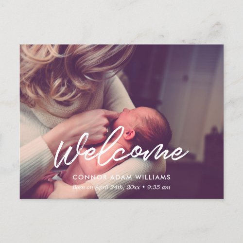 Welcome _ Modern birth announcement Postcard