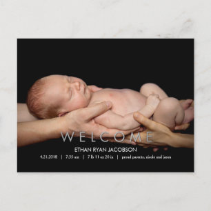 WELCOME Modern Birth Announcement Postcard