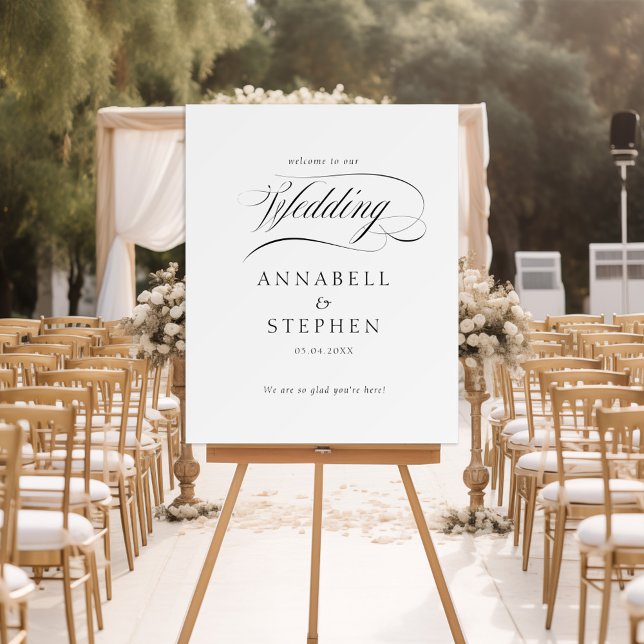 Welcome! Modern, Calligraphy, Wedding Foam Board (Welcome! Modern, Elegant, Calligraphy, White, Wedding Foam Board.)
