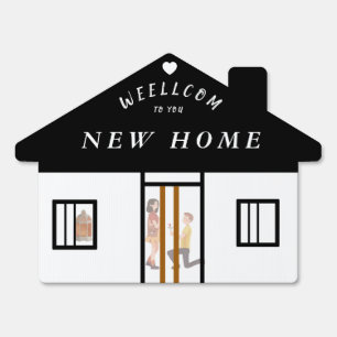  Welcome Modern Minimalist Real Estate Agent Door  Sign