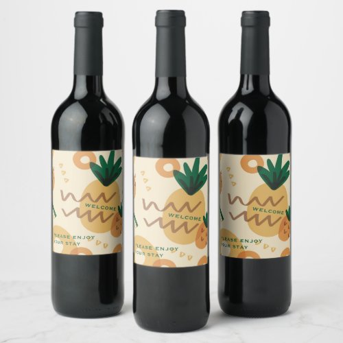 Welcome  Modern Pineapple  Vacation Rental Wine Label