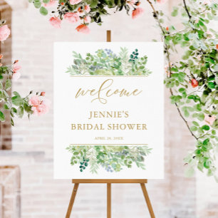 Welcome Modern Script Greenery Split Border Foam Board