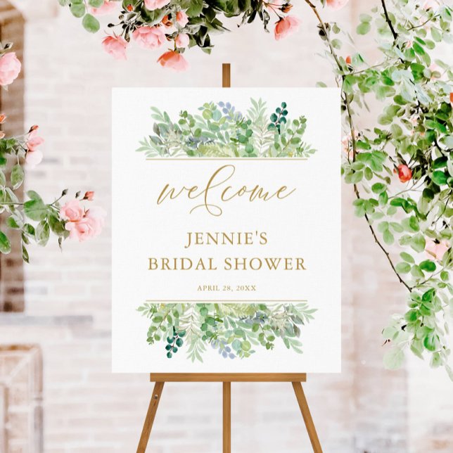 Welcome Modern Script Greenery Split Border Foam Board (Creator Uploaded)