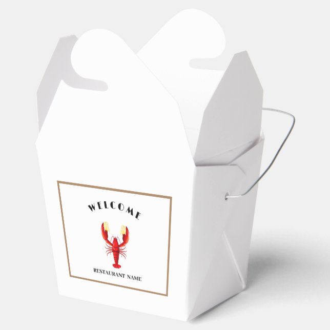 Welcome Modern seafood Lobster lime logo name Favor Boxes (Opened)