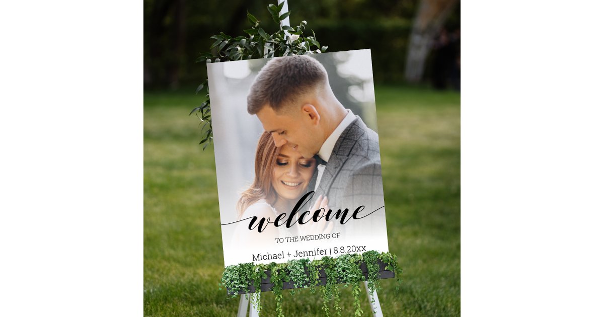 Welcome Modern Script welcome modern stylish script wedding photo poster | Zazzle