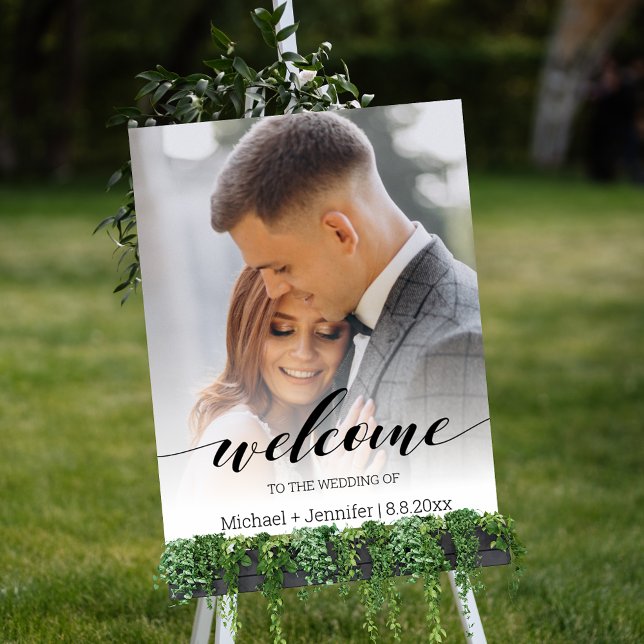 welcome modern stylish script wedding photo poster (Creator Uploaded)