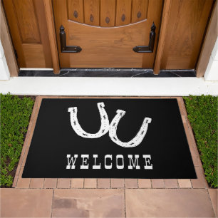 Welcome Modern Western Horseshoe Country Doormat