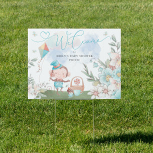 Welcome Monkey Boy Baby Shower Picnic Sign