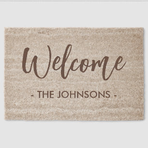 Welcome Monogram Name Stylish Fiber Doormat