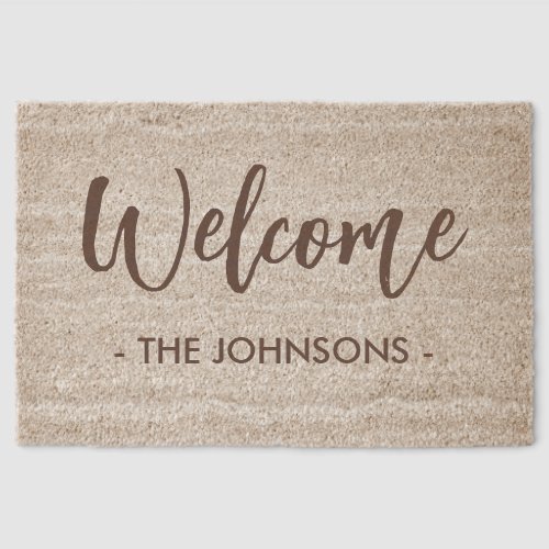 Welcome Monogram Name Stylish Fiber Doormat