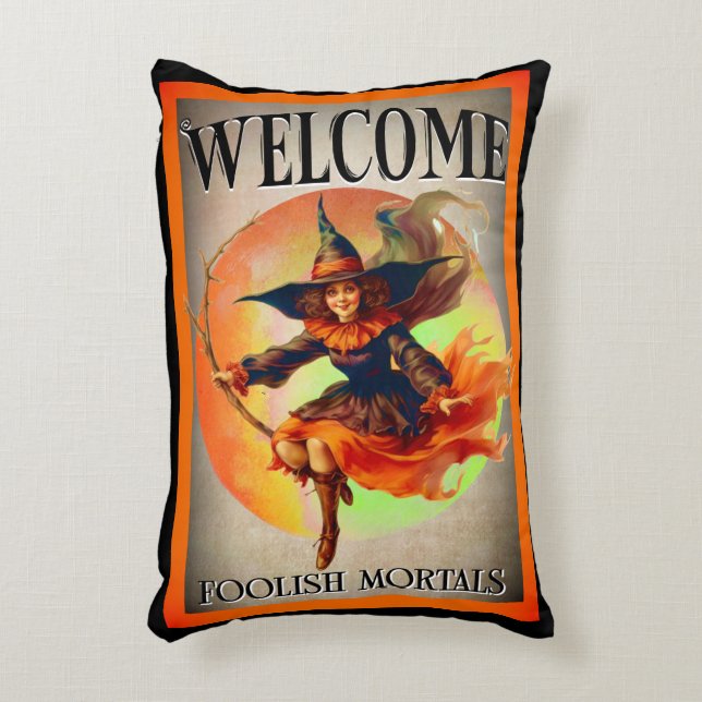 Welcome Mortal Halloween Witch  Accent Pillow (Front(Vertical))