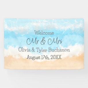 Welcome Mr and Mrs Coastal Wedding Banner