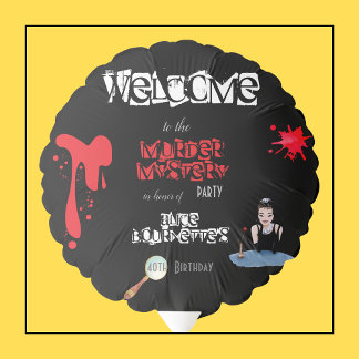 Welcome Murder Mystery Birthday Party Black  Balloon