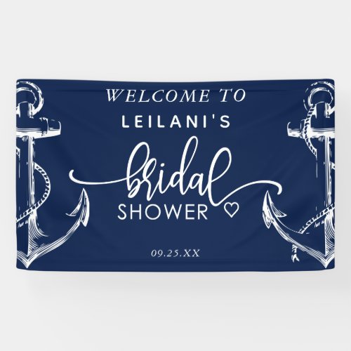 Welcome Nautical Anchor Bridal Shower Navy Banner