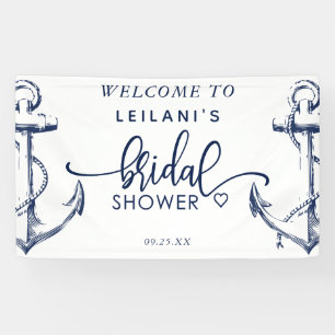 Welcome Nautical Anchor Bridal Shower White Banner