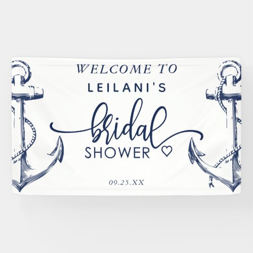 Welcome Nautical Anchor Bridal Shower White Banner