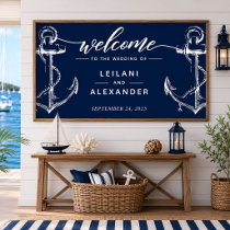 Welcome Nautical Wedding Anchor Navy Poster
