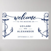 Welcome Nautical Wedding Anchor White Poster