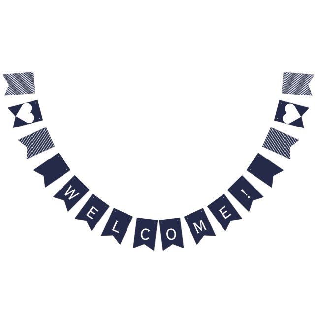 Welcome Navy and White Preppy Bunting Flags (All)