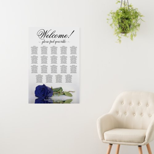 Welcome! Navy Blue Rose 19 Table Seating Chart Foam Board
