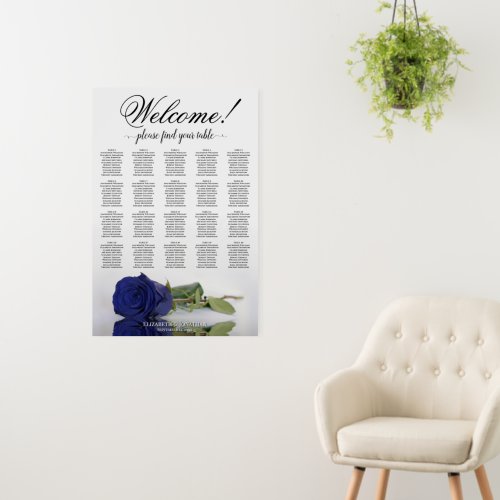 Welcome! Navy Blue Rose 20 Table Seating Chart Foam Board