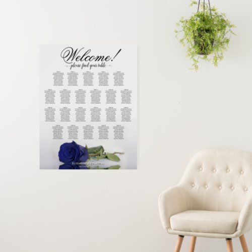Welcome Navy Blue Rose 22 Table Seating Chart Foam Board
