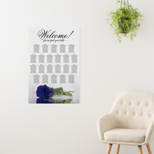 Welcome! Navy Blue Rose 22 Table Seating Chart Foam Board