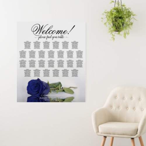 Welcome Navy Blue Rose 26 Table Seating Chart Foam Board