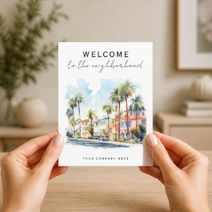 Welcome Neighborhood California Palm Tree Homes Postcard