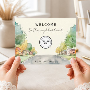 Welcome Neighborhood Realtor Logo Suburban Street Postcard