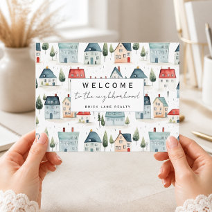Welcome Neighborhood Scandinavian House Pattern Postcard