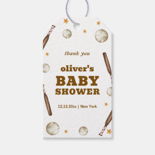 Welcome Neutral Batter Up Baseball Baby Shower Gift Tags