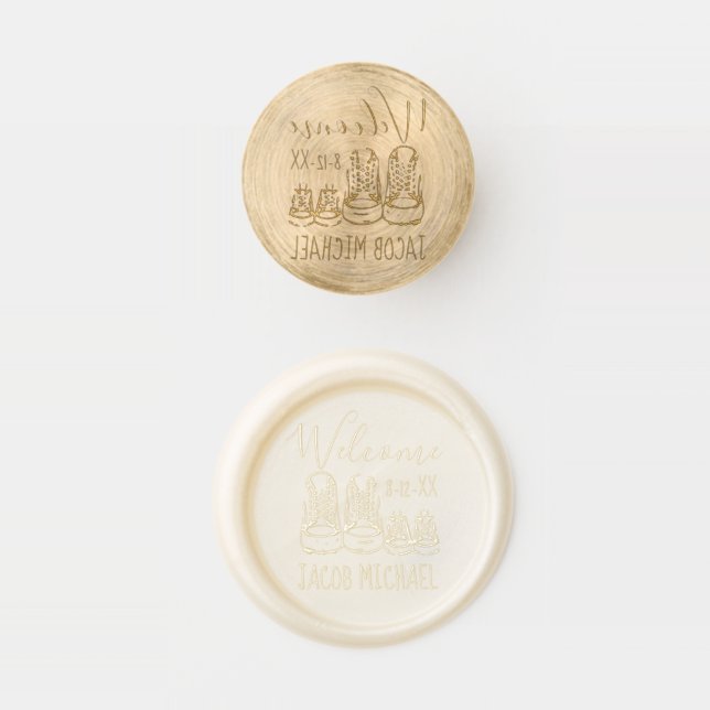 WELCOME New Arrival Baby Shoes Shower Baptism Wax Seal Stamp (Stamped)