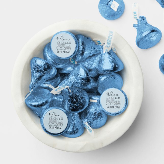 WELCOME New Arrival Baby Shoes Shower Blue Hershey®'s Kisses® (Assorted)
