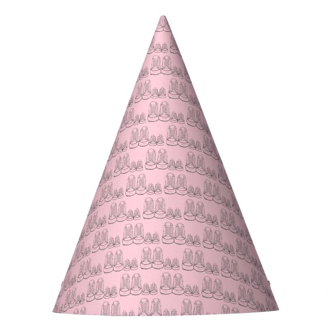 WELCOME New Arrival Baby Shoes Shower Pink Party Hat (Front)