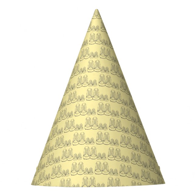 WELCOME New Arrival Baby Shoes Shower Yellow Party Hat (Front)